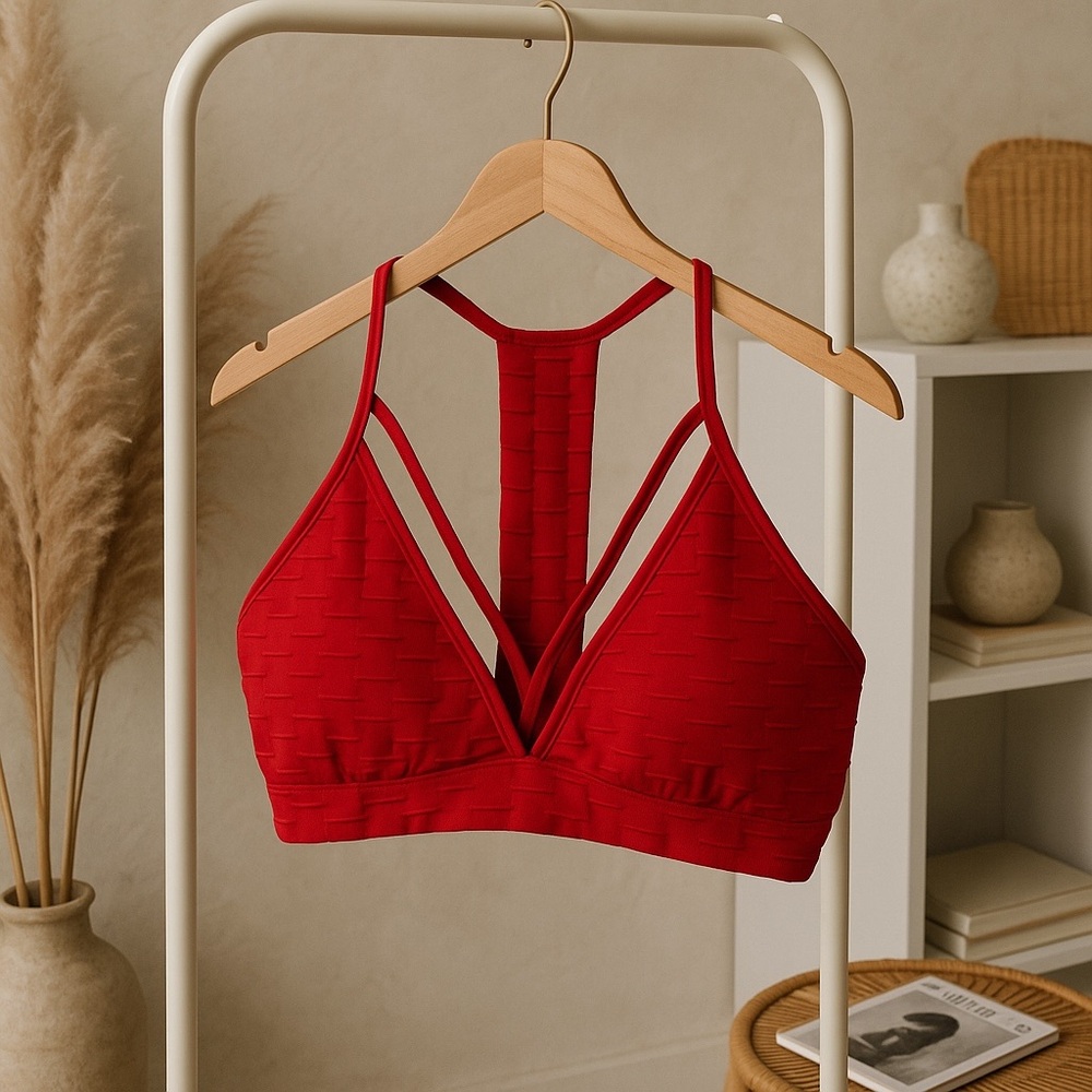 Red Strappy Racerback Bra